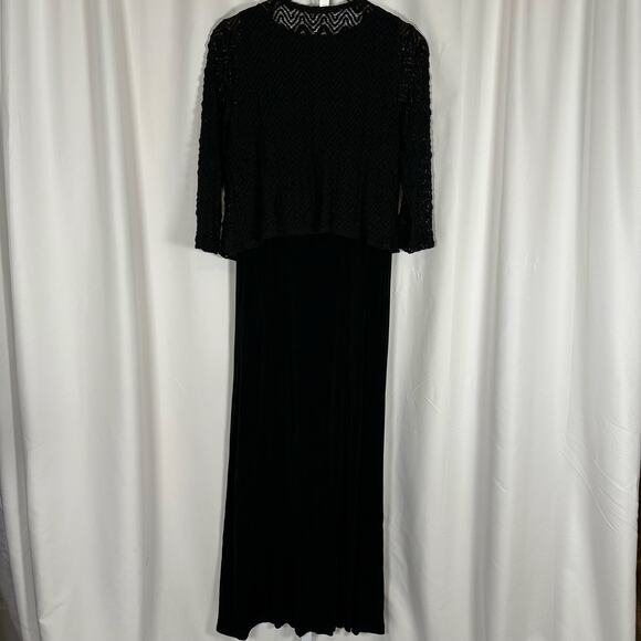 Chico's Travelers Collection Black Maxi Dress w Lace Jacket Sz 2 US L Resortwear - Picture 4 of 15